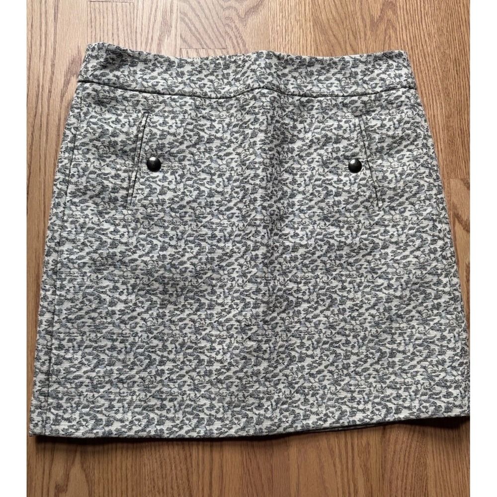 LOFT Ann Taylor Floral Tapestry A-Line Mini Skirt Size 6 Blue Grey Career Casual
